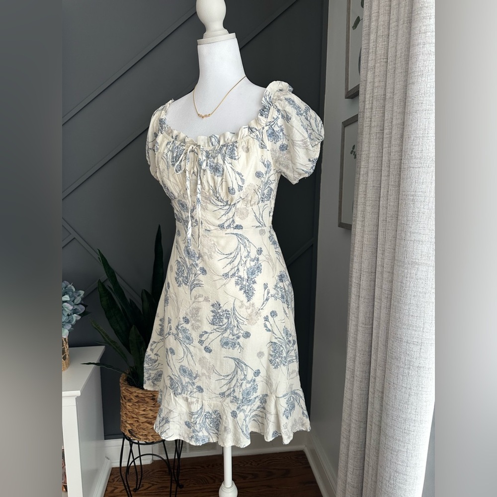 Promesa Floral Babydoll  Boho with Puff Sleeve Dress Knee Length - Picture 4 of 9